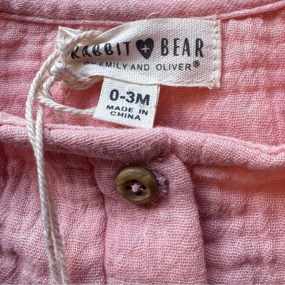 Rabbit‎ Bear Baby Girls 3 months Organic Cotton Pink Newborn Top GOTS Soft Comfy - Picture 6 of 8